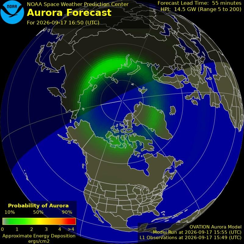 NOAA 30 minute aurora forecast
